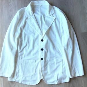Textured Blazer LG White Black Casual Lightweight Career Single Breasted Spring